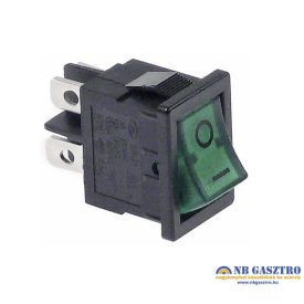 Billenőkapcsoló 19x13mm zöld 2NO 250V 13A  sarus 4.8mm