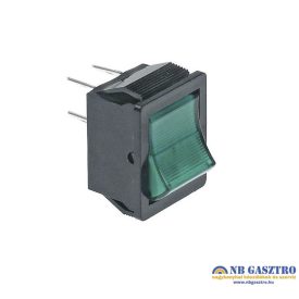 Billenő kapcsoló 28x22mm zöld 2NO 250V 16A sarus 6.3mm