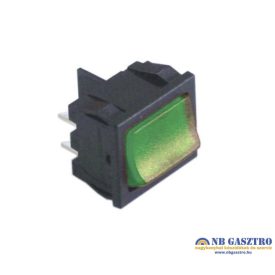 Billenőkapcsoló 19x22mm zöld 2NO 250V 10A  sarus 4.8mm
